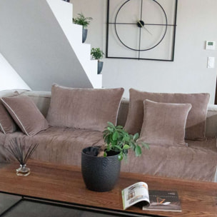 Coussin en velours réversible - Taupe