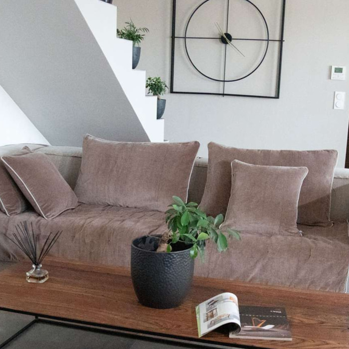 Coussin en velours réversible - Taupe
