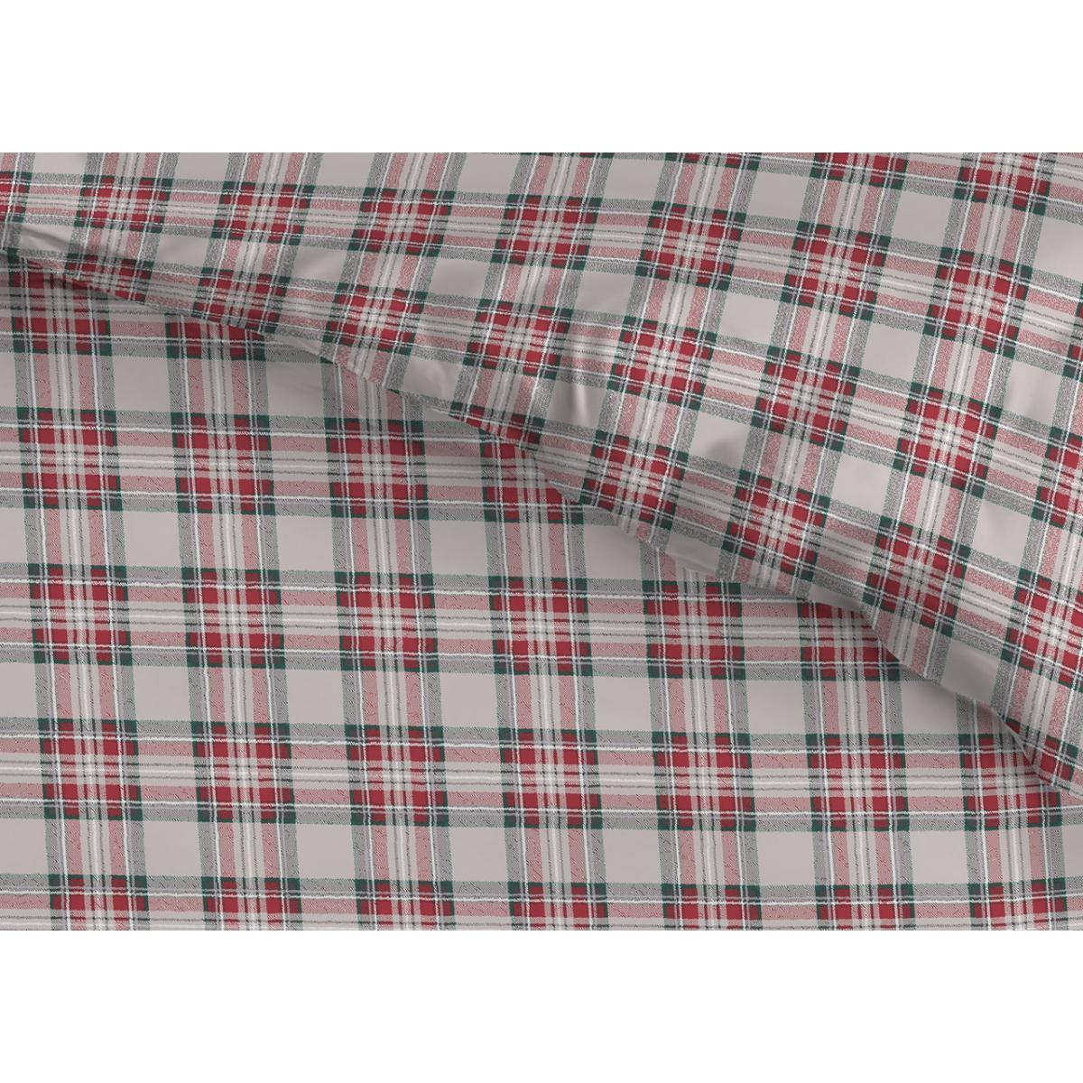 Sacco Copripiumino Flanella Cervo Tartan Rosso