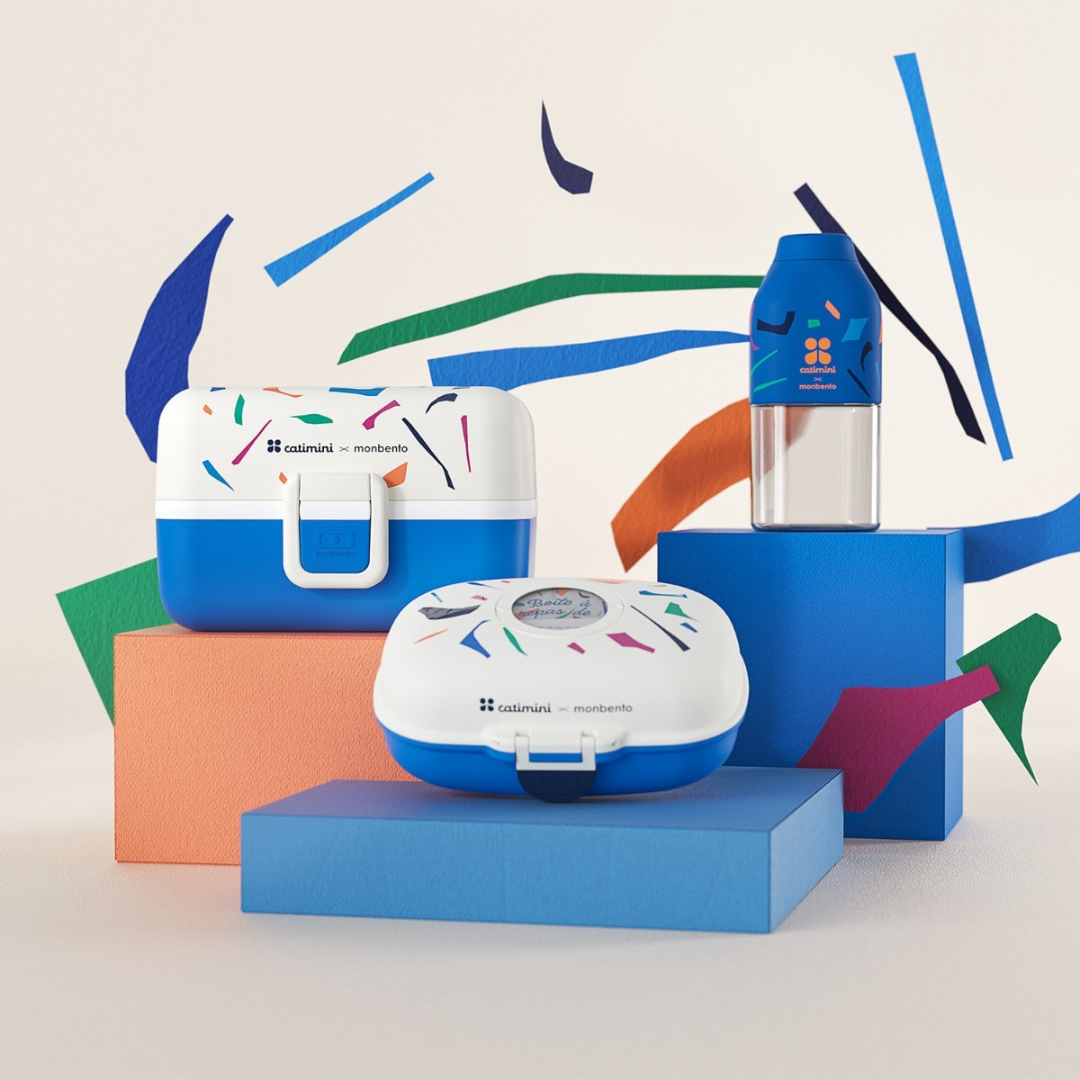 Lunch box à compartiments pour enfant Tresor 800ml Catimini Bleu Terrazzo