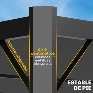 Pérgola de Jardín 3x4 m, Cenador de Jardín con Techo de Lamas Orientables, Estructura de Metal, Protección UPF50+, Pabellón para Exterior, Patio, Terraza, Gris Oscuro