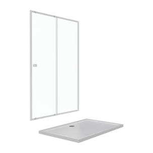 Pack porte de douche coulissante blanc 140x190cm + receveur 90x140 - WHITY SLIDE