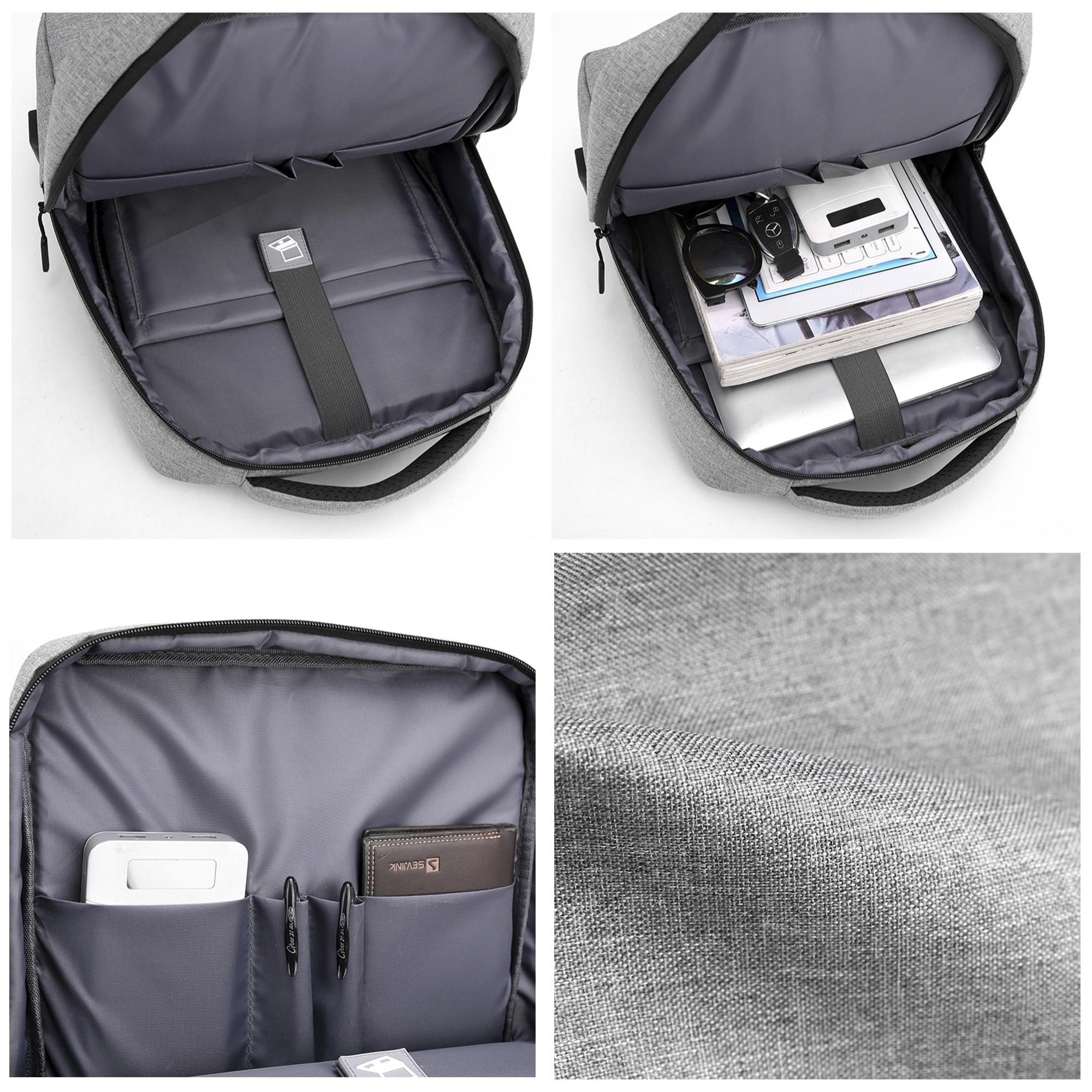 DAM Zaino per laptop con interfaccia di ricarica USB. 29x11x40cm. Grigio