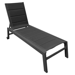 Bain de soleil BARBADOS en textilène noir - aluminium gris anthracite