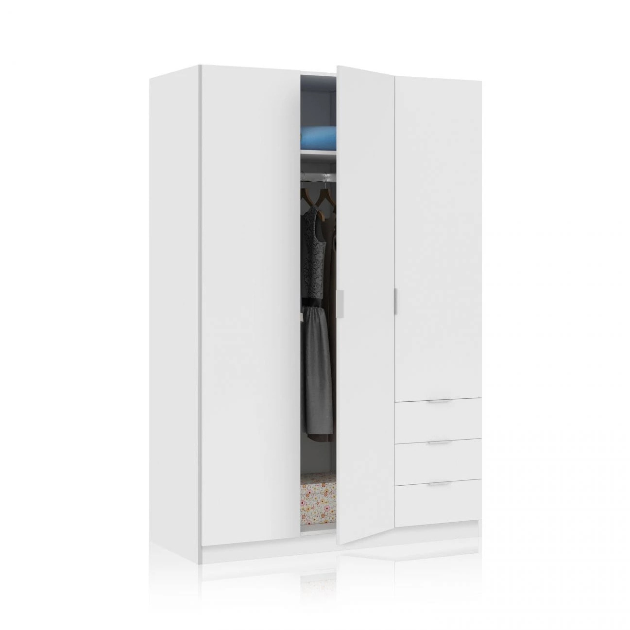 Armario Hexa 3 puertas 3 cajones Blanco