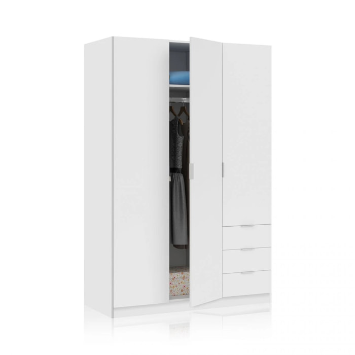 Armario Hexa 3 puertas 3 cajones Blanco