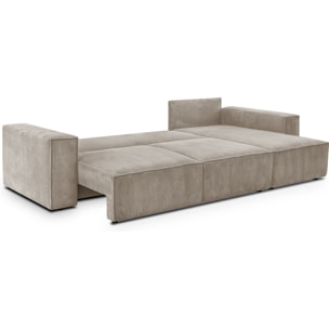 Canapé d'angle convertible 5 places en velours côtelé - HARPER