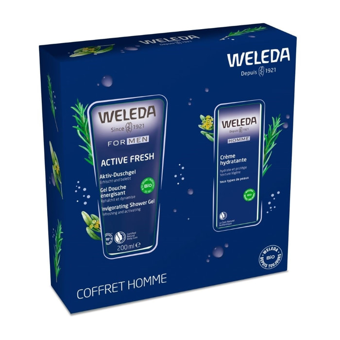 WELEDA - Coffret Homme : Gel douche Energisant + Crème hydratante Homme