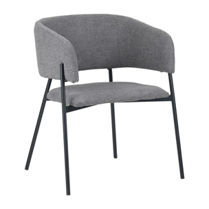 Set Da 4, Poltrona Brigitte Tessuto Cenere Gambe Nere per soggiorno, cucina e arredo bar