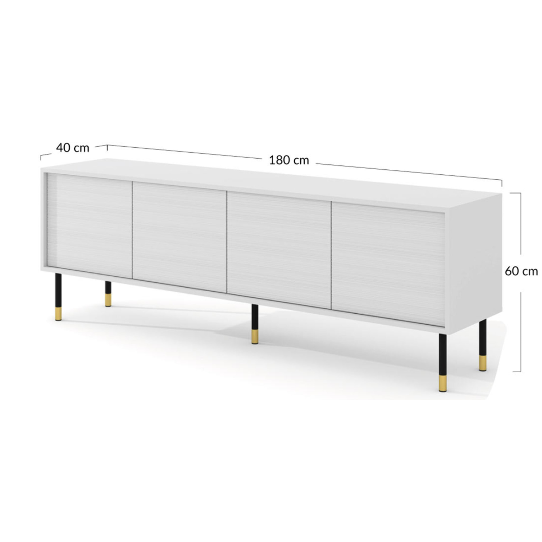 Novara - meuble tv - 4 portes - 180 cm - Blanc