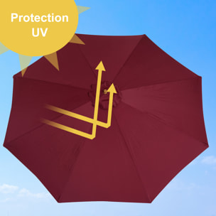 Outsunny Parasol droit en bois polyester haute densité protection solaire Ø 3 x 2,5 m rouge