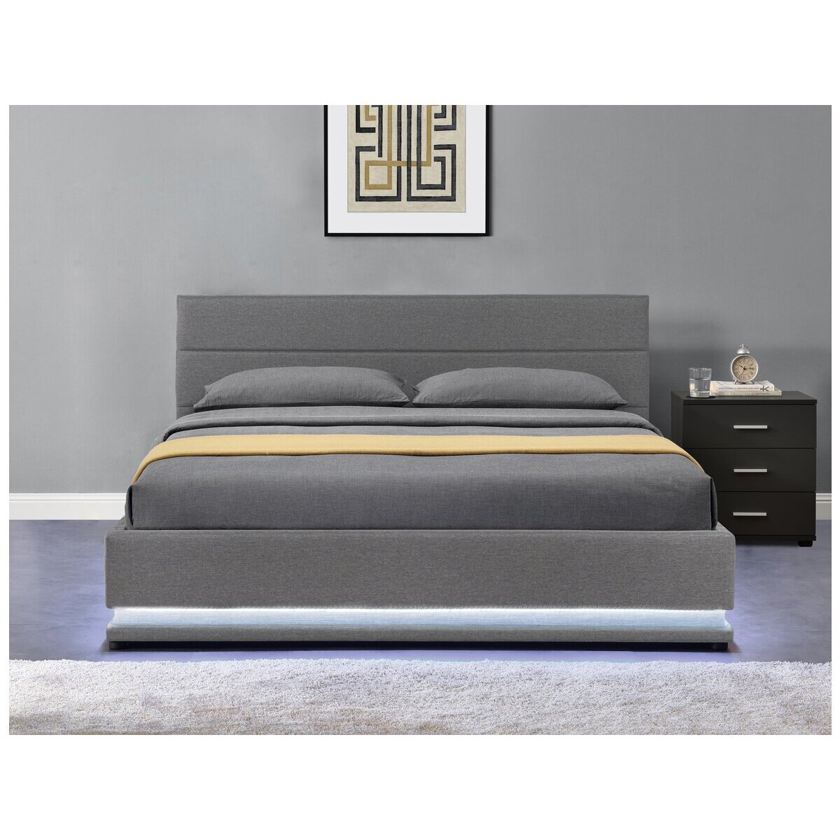 Lit LED avec coffre "Anastasia" - 140 x 190 - Gris foncé