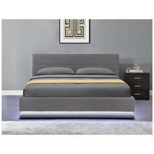 Lit LED avec coffre "Anastasia" - 140 x 190 - Gris foncé