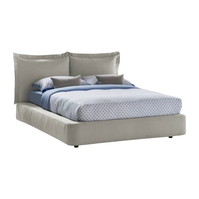 Letto matrimoniale Adi, Letto contenitore con rivestimento in tessuto, 100% Made in Italy, Apertura frontale, adatto per materasso 160x190 cm, Beige