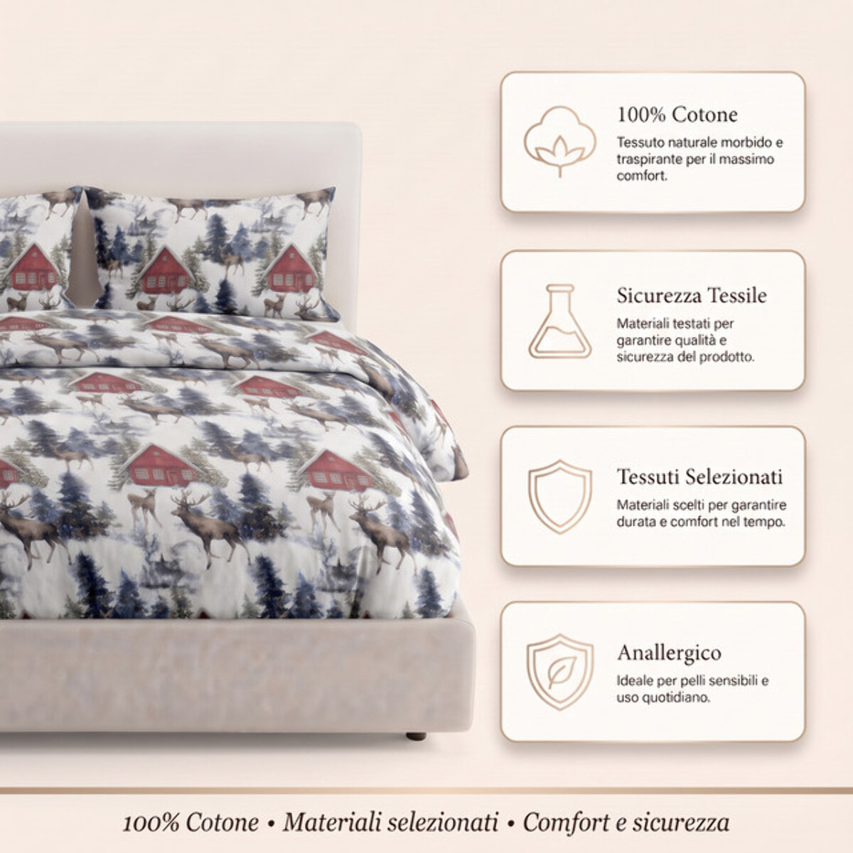 Set copripiumino in cotone con sacco e federa, morbido e traspirante, leggero e resistente 118 g/m², ideale per uso quotidiano, certificato OEKO-TEX, facile da lavare, comfort naturale e praticità per la biancheria da letto