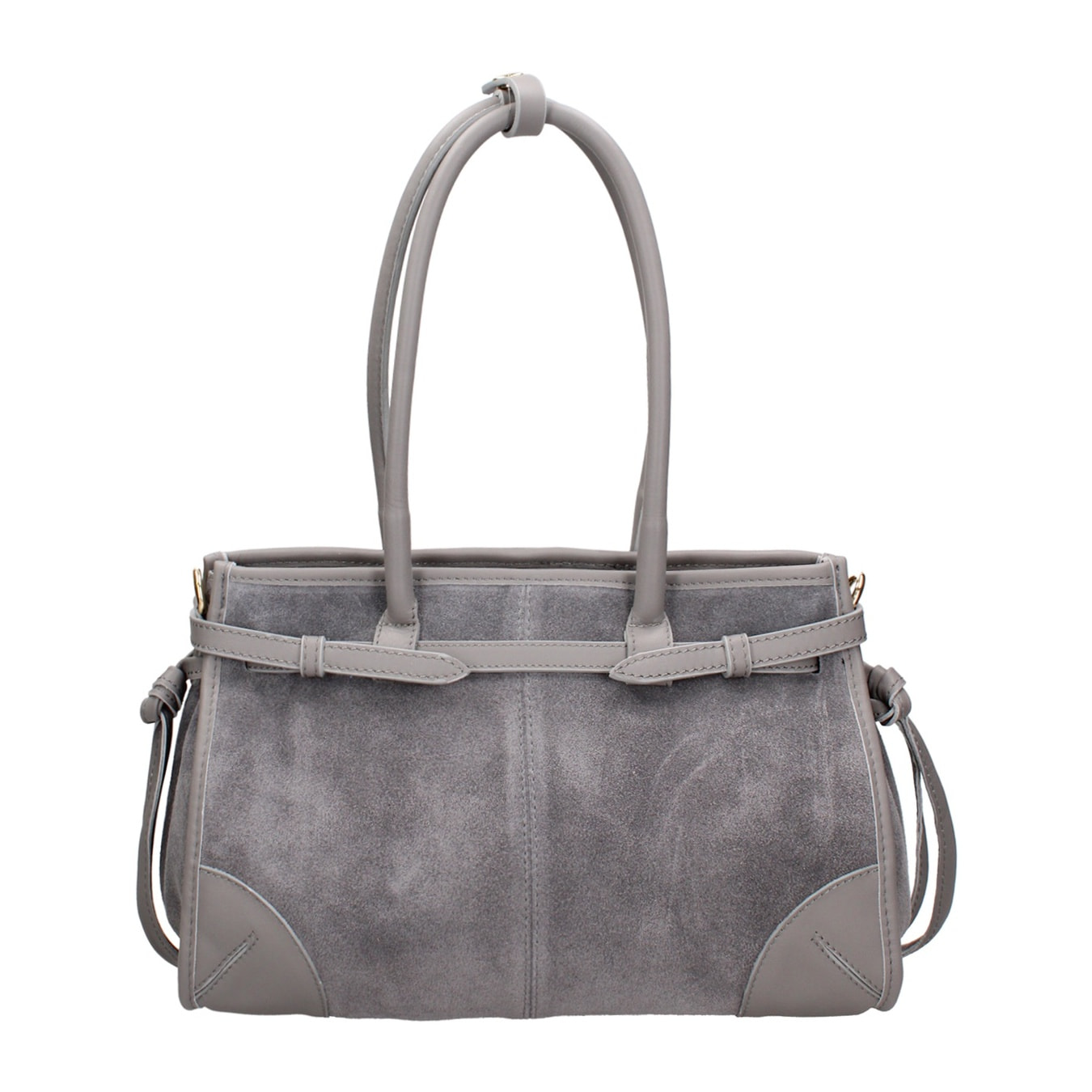 Borsa a spalla da donna Made in Italy - Modello Novara Ultra - Pelle scamosciata - 31.5 x 20.0 x 14.0 cm