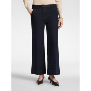 Elena Mirò - Jeans cropped wide leg in denim - Blu