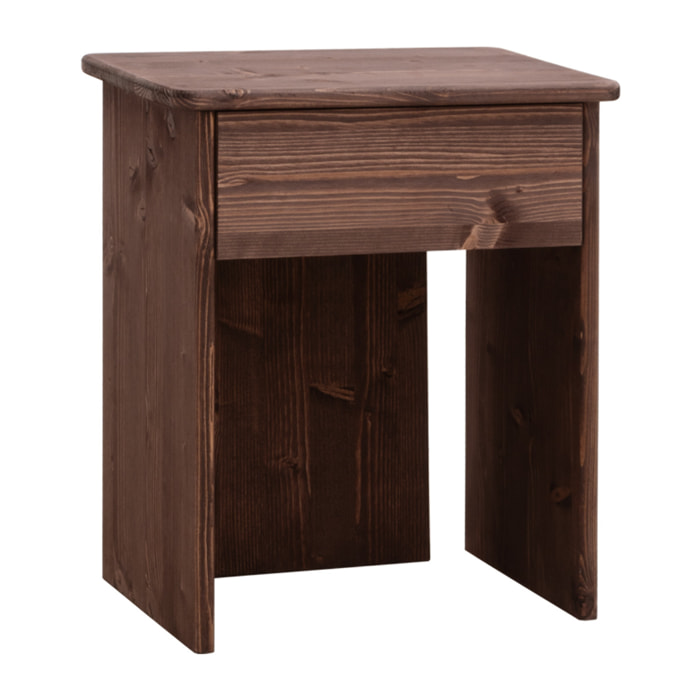 Mesita de noche de madera maciza en tono nogal de 50x42cm Alto: 50 Largo: 42 Ancho: 27