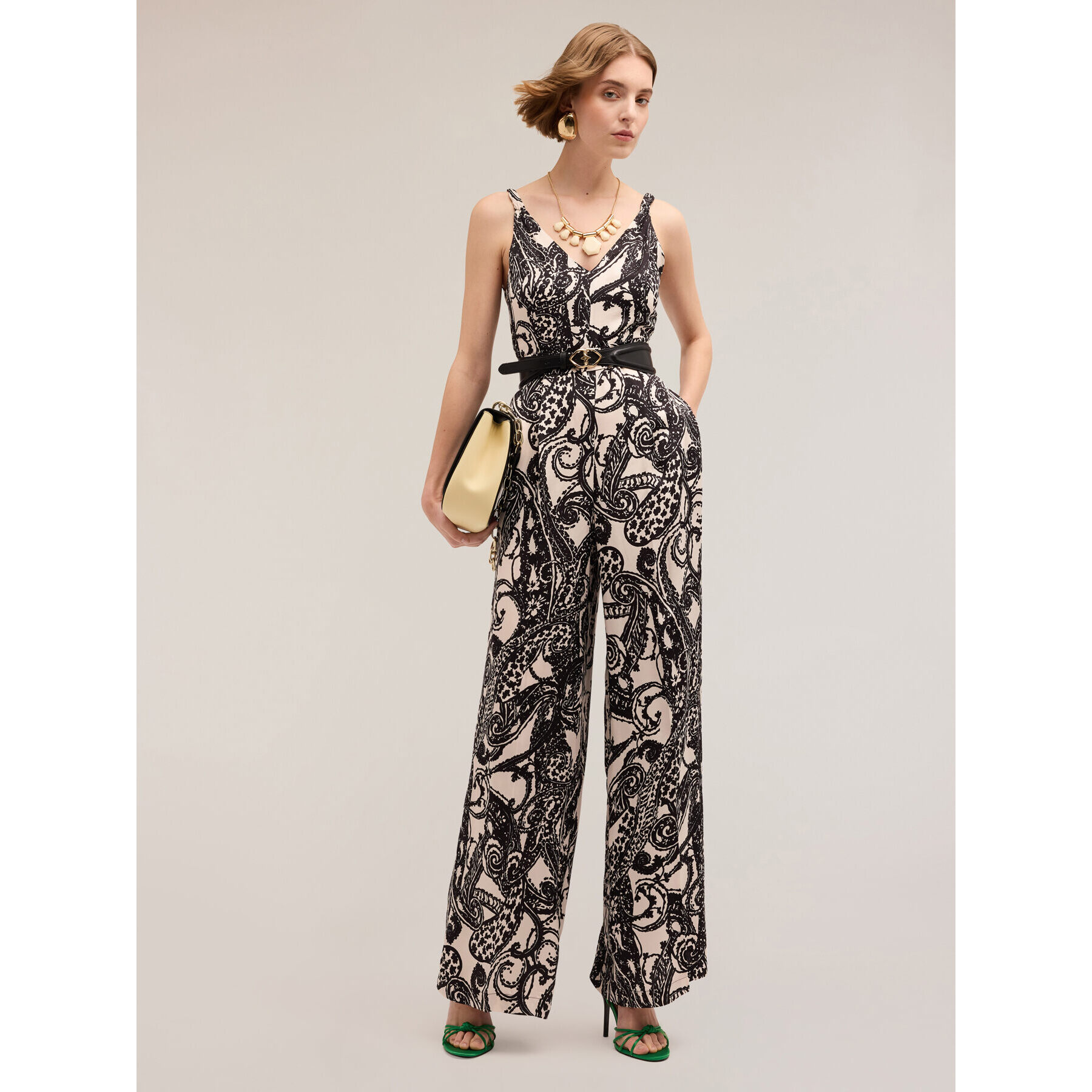 Motivi - Tuta lunga satin fantasia paisley - Nero