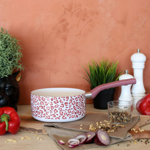 Casserole aluminium recyclé 18cm léopard rose- tous feux  LEOPARD
