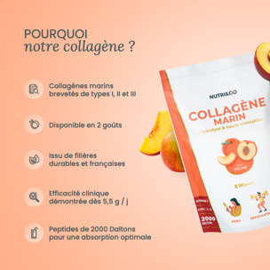 Nutri&Co Collagène Marin Type 1, 2 & 3 Peau & Articulations Goût Pêche - 540g
