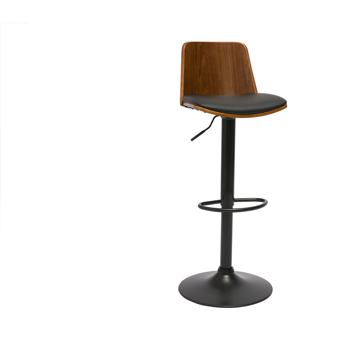 Tabouret de bar réglable noir et bois foncé DOA