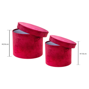 Set di 2 Cappelliere Velluto 26X20/23X18 Cm - Pezzi 1 - 26X20X26cm - Colore: Rosso - Bianchi Dino - Decorazioni Varie