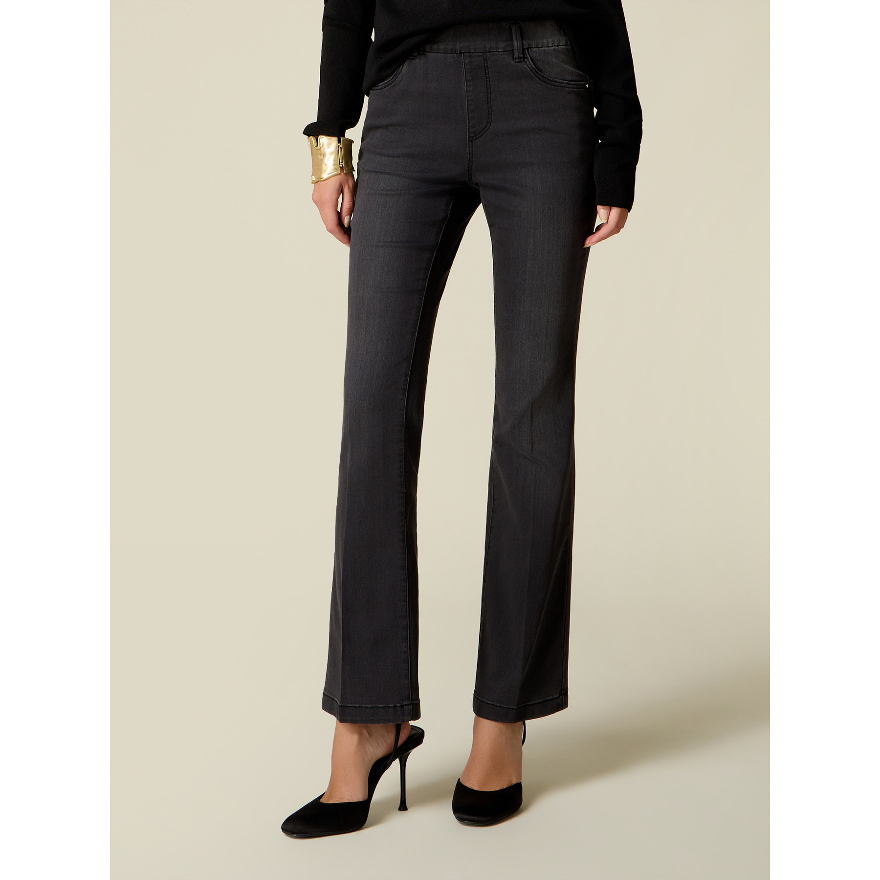 Oltre - Jeans flare con cintura elástica - Negro