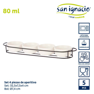 Set 4 pzs aperitivo con soporte porcelan colección vessia