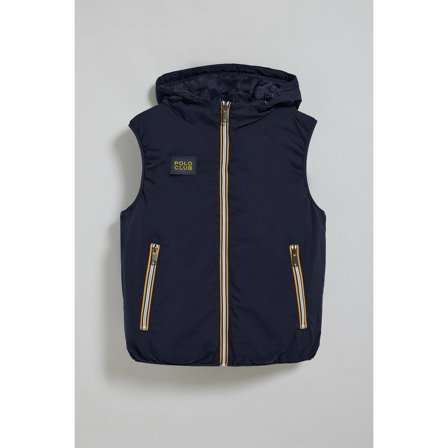 Gilet blu marino leggero con cappuccio fisso e particolari Polo Club