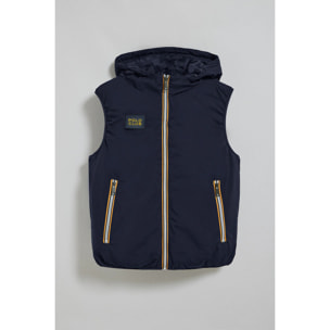 Gilet blu marino leggero con cappuccio fisso e particolari Polo Club