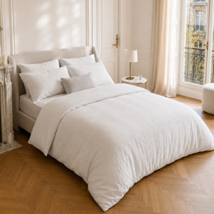 Parure housse de couette 100% coton lavé blanc - Drift