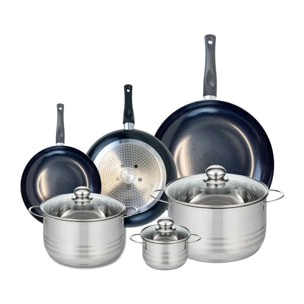 Ensemble de 3 Poêles de cuisson 20, 24 et 32 cm et 3 faitouts 12, 20 et 24 cm Elo Prima Brillant