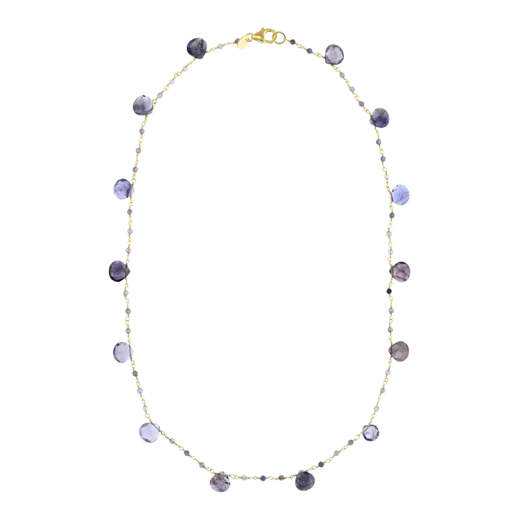 Collana Girocollo Rosario con Ciondoli a Goccia in Pietra di Luna Bianca