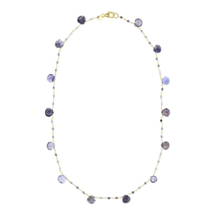 Collana Girocollo Rosario con Ciondoli a Goccia in Pietra di Luna Bianca