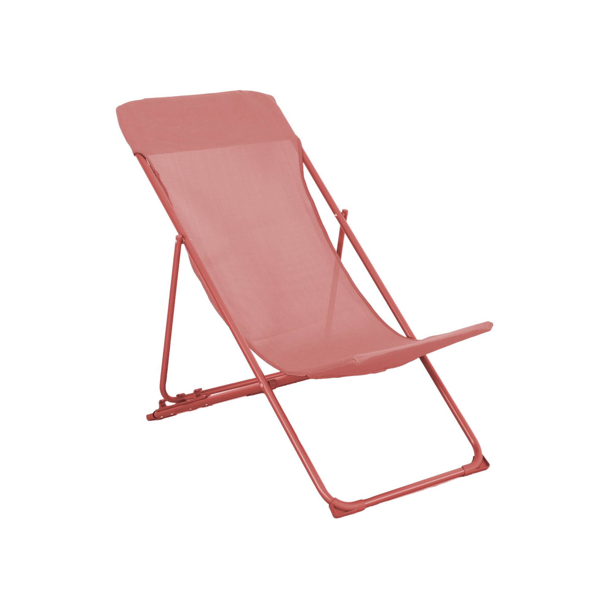 Lot de 4 chaises pliantes LIVORNO en acier / textilene. terracotta. 83 x 88 x 95 cm
