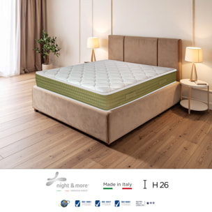 "Elegance Spring" H26 cm 140x200 2 guanciali Memory OMAGGIO a molle insacchettate indipendenti ,7 zone a portanza differenziata arrotolato