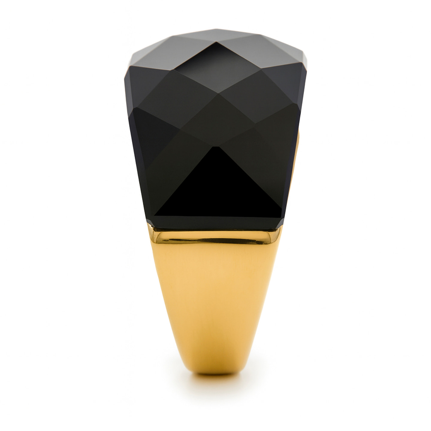 Anillo con Cuarzo Hidrotermal Onix acabado en oro amarillo de 18k
