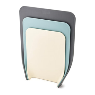 Planches à découper lot de 3 avec support rangement vertical plastique gris (60122)