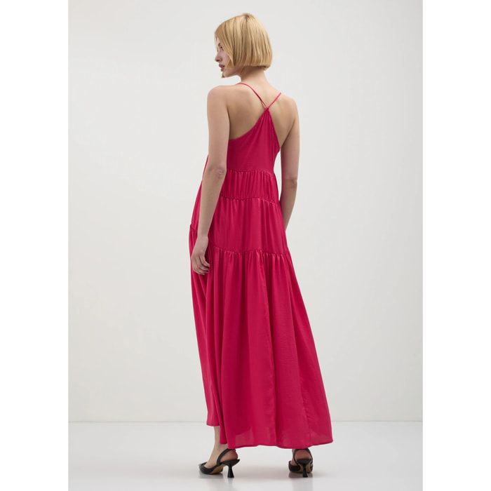 Vestito lungo con arricciature
