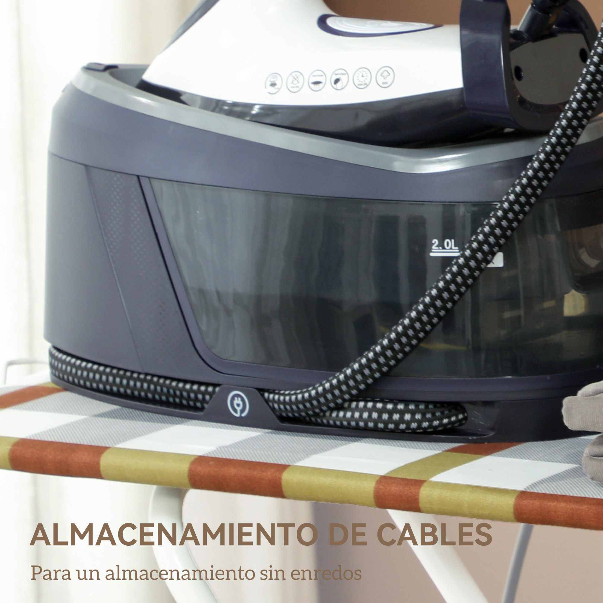 Centro de Planchado 2800W 100 g/min 8 Bares Función ECO Suela de Cerámica Doble Capa Planchado Vertical Potente Apagado Automático Sistema Antical Autolimpieza Depósito Extraíble 2 L Azul