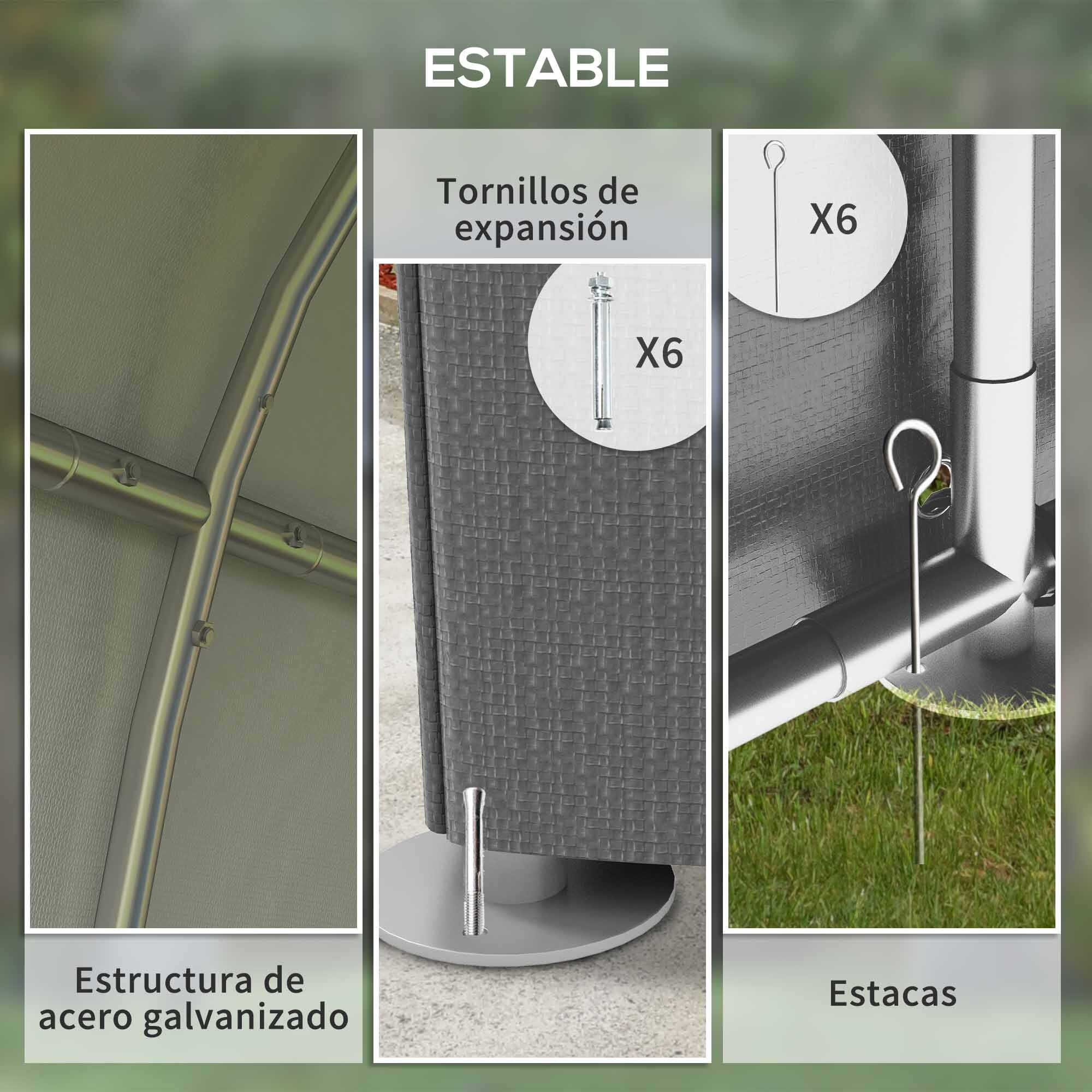 Carpa para Herramientas Bicicletas y Motos 1,2x1,8x1,65 m Garaje Portátil con 2 Habitaciones Puerta con Cremallera Impermeable Anti-UV Cochera Portátil para Jardín Gris Oscuro
