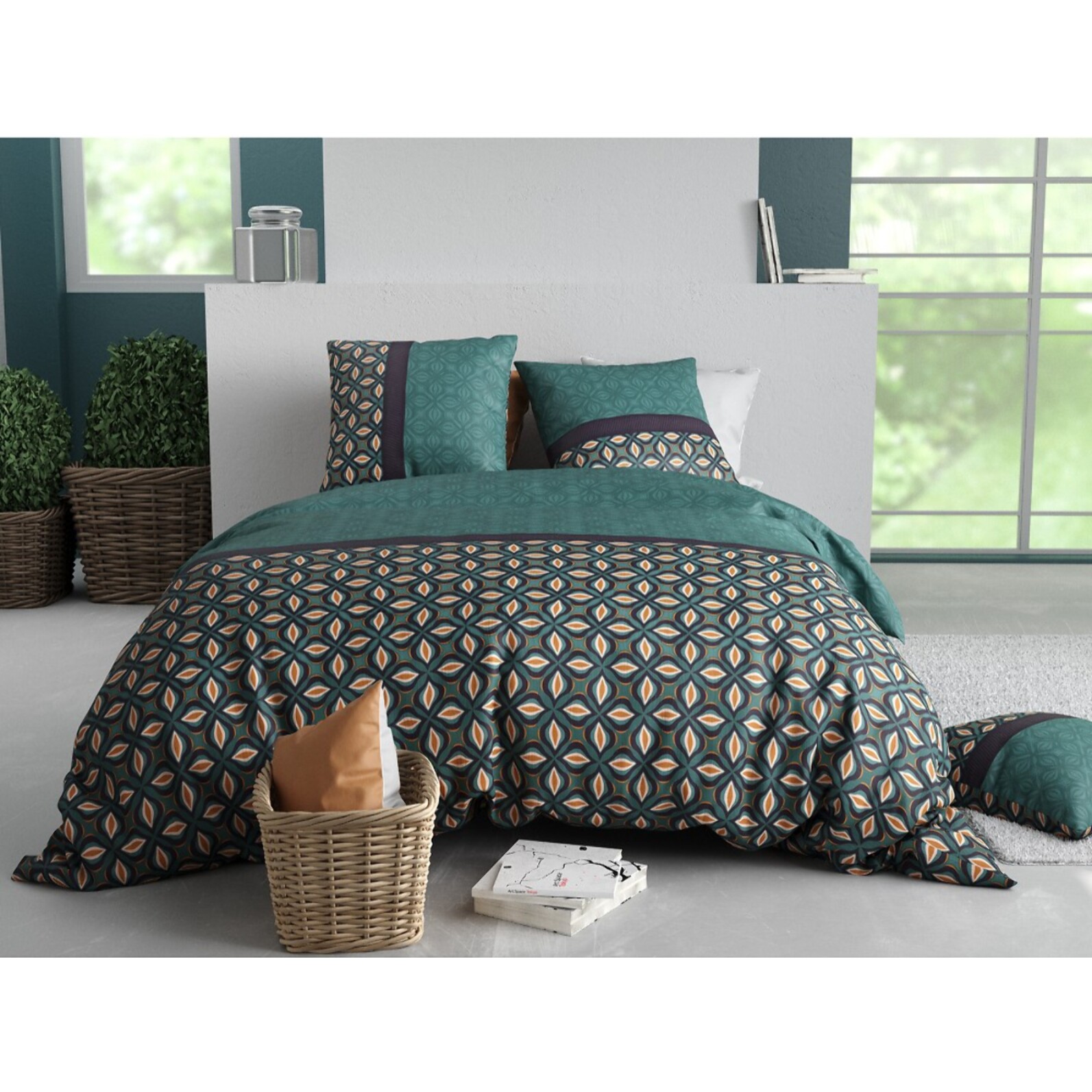 Parure housse de couette coton multicolore