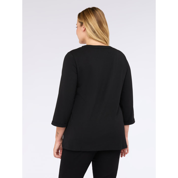 Fiorella Rubino - T-shirt con scritta motivazionale glitterata - Nero