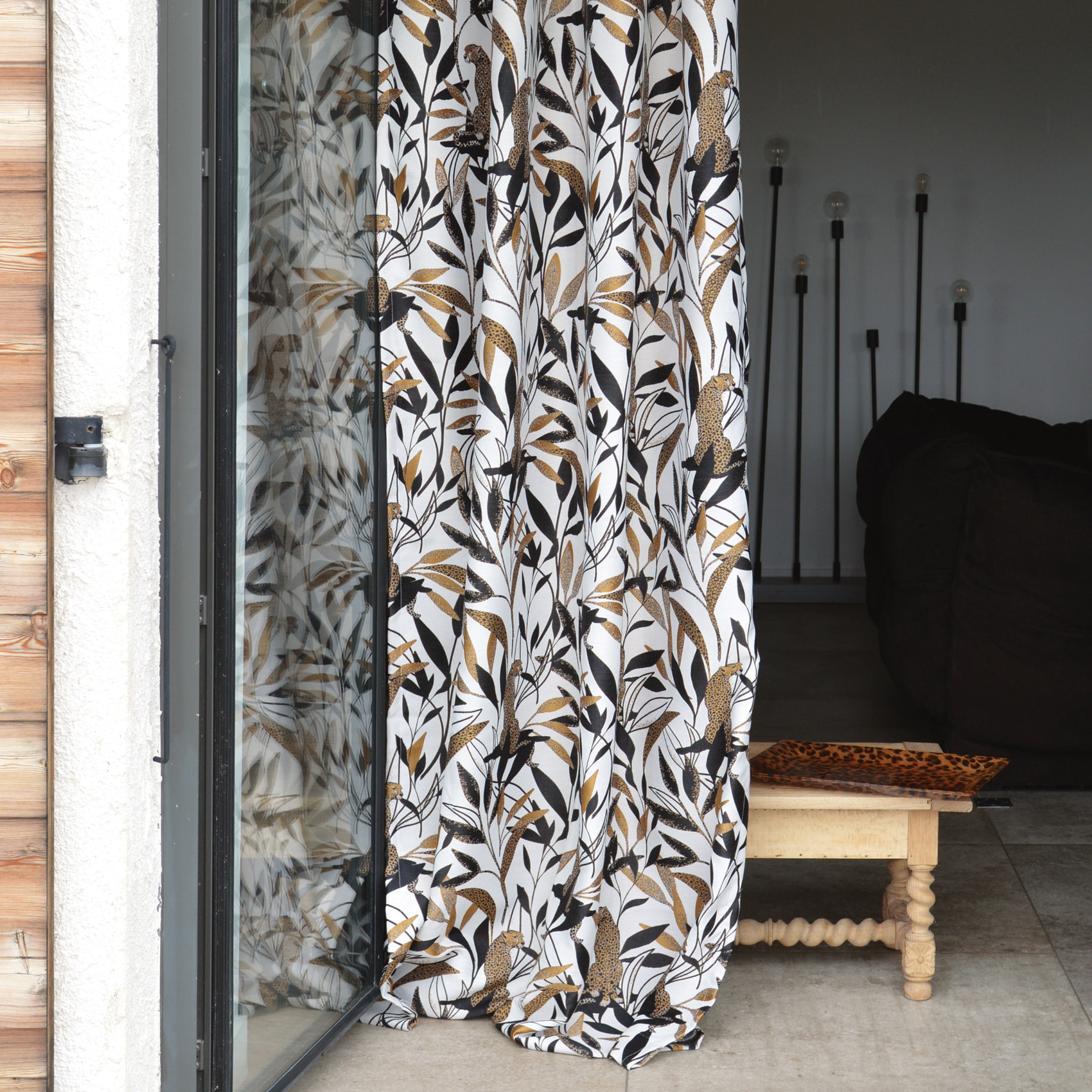 Rideau Jacquard motif panthère - Ecru