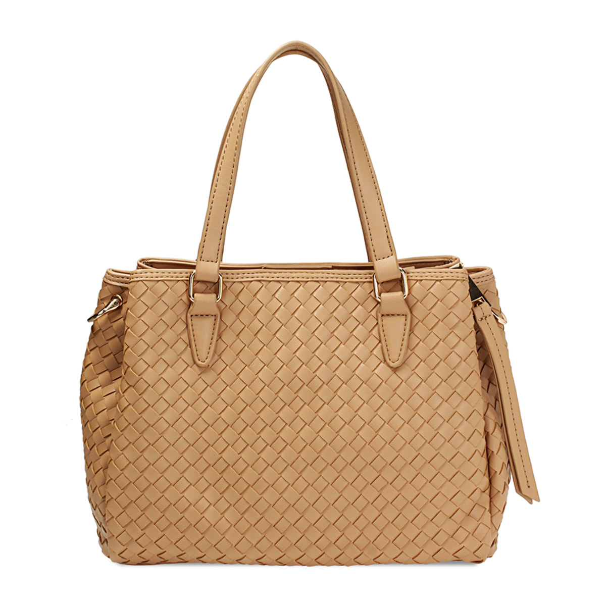 Borsa a mano donna beige intrecciata