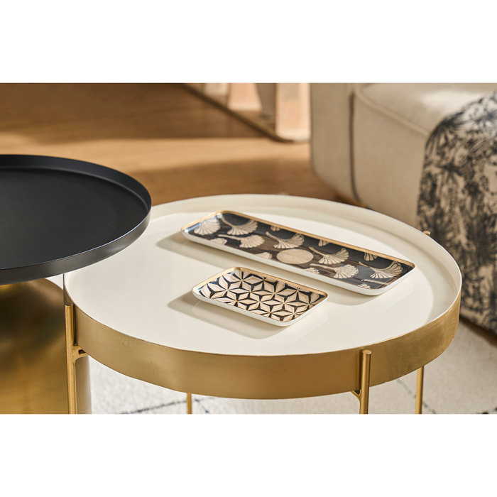 Table d'appoint avec plateau réversible bleu canard / blanc D51 cm SATEEN