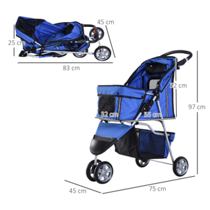 Cochecito Plegable con Ruedas 360Âº de Oxford 75x45x97cm Azul