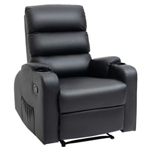 Fauteuil de relaxation inclinable avec repose-pied ajustable revêtement synthétique noir