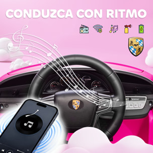 Coche Eléctrico para Niños con Licencia RUF CTR 3 Clubsport, Coche de Batería 12V, con Mando a Distancia 2,4 G, Motor Doble, Música Inalámbrica, Bocina, Ruedas Auxiliares y Faros LED, Rosa